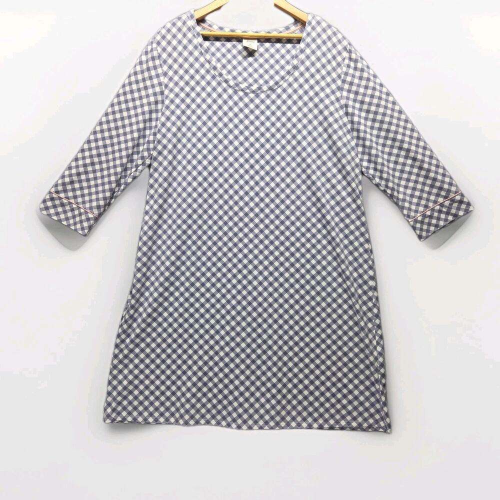 Soma Embraceable Nightshirt Women XL Blue Gingham Plaid Sleep Shirt NWOT Cozy